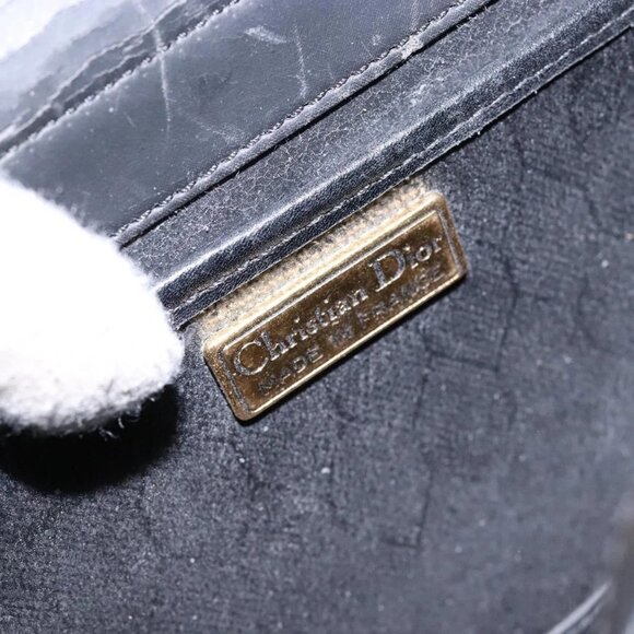 Christian Dior Honeycomb Canvas Shoulder Bag PVC Black Gold Auth 137748 - Picture 12 of 16